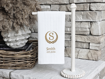 Monogrammed Family Towel – Last Name + Year | Custom Wedding or Anniversary Gift