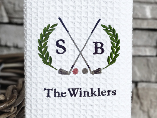 Couples Golf Design Kitchen Towel