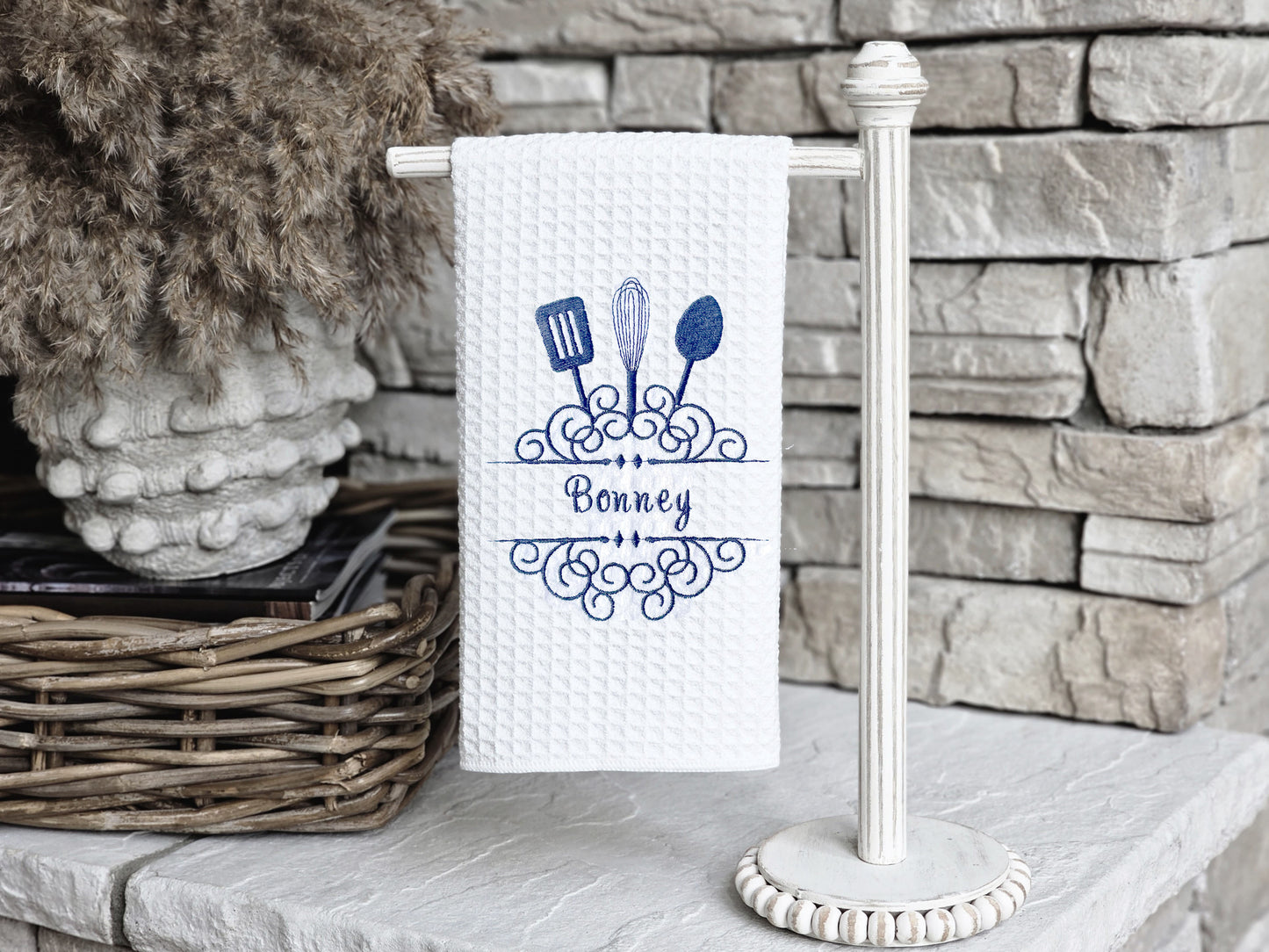 Custom Embroidered Kitchen Towel – Utensil Design