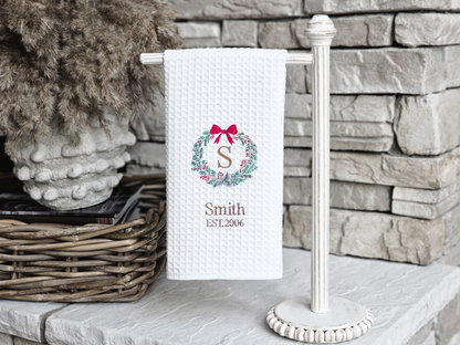Christmas Monogrammed Family Towel – Last Name + Year