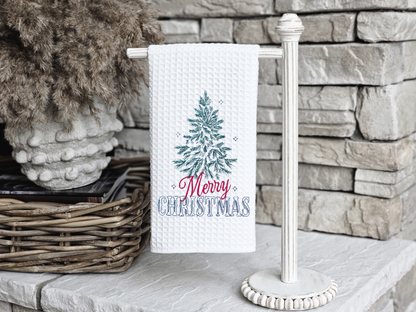 Merry Christmas Tree Waffle Hand Towel