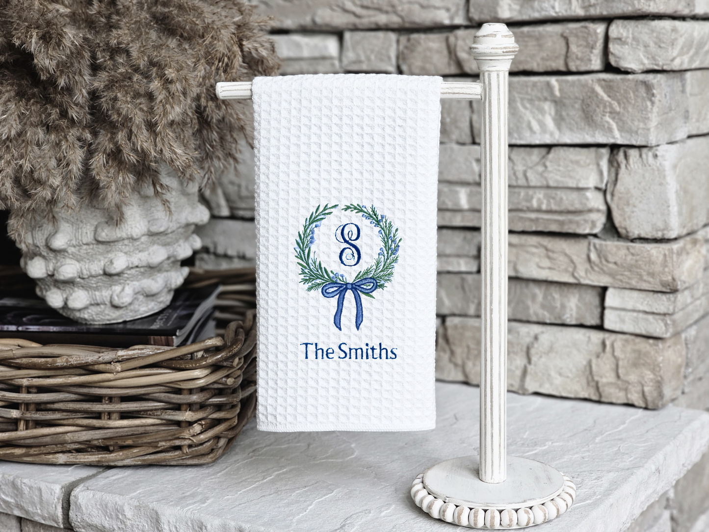 Floral Wreath Name Towel