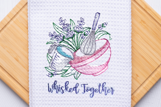 Whisked Together Embroidery Waffle Tea Towel